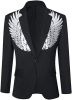 Men's Suit Jackets Colorful Sequin Wing Dress Coats Party Floral Suit Jacket Notched Lapel Slim Fit Tuxedo Blazers