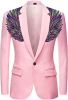 Men's Suit Jackets Colorful Sequin Wing Dress Coats Party Floral Suit Jacket Notched Lapel Slim Fit Tuxedo Blazers