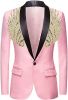 Men's Suit Jackets Colorful Sequin Wing Dress Coats Party Floral Suit Jacket Notched Lapel Slim Fit Tuxedo Blazers