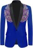 Men's Suit Jackets Colorful Sequin Wing Dress Coats Party Floral Suit Jacket Notched Lapel Slim Fit Tuxedo Blazers