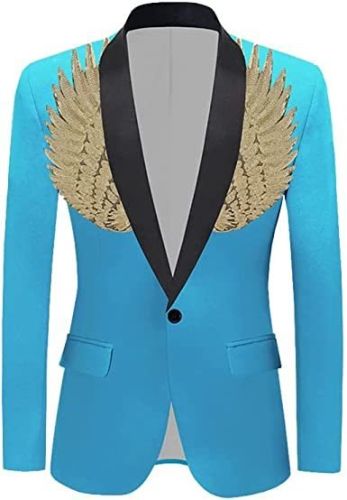 Men's Suit Jackets Colorful Sequin Wing Dress Coats Party Floral Suit Jacket Notched Lapel Slim Fit Tuxedo Blazers