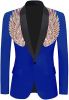 Men's Suit Jackets Colorful Sequin Wing Dress Coats Party Floral Suit Jacket Notched Lapel Slim Fit Tuxedo Blazers