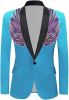 Men's Suit Jackets Colorful Sequin Wing Dress Coats Party Floral Suit Jacket Notched Lapel Slim Fit Tuxedo Blazers