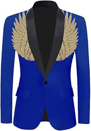 Men's Suit Jackets Colorful Sequin Wing Dress Coats Party Floral Suit Jacket Notched Lapel Slim Fit Tuxedo Blazers
