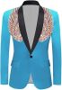 Men's Suit Jackets Colorful Sequin Wing Dress Coats Party Floral Suit Jacket Notched Lapel Slim Fit Tuxedo Blazers