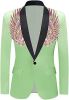 Men's Suit Jackets Colorful Sequin Wing Dress Coats Party Floral Suit Jacket Notched Lapel Slim Fit Tuxedo Blazers
