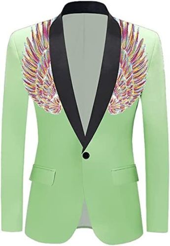 Men's Suit Jackets Colorful Sequin Wing Dress Coats Party Floral Suit Jacket Notched Lapel Slim Fit Tuxedo Blazers