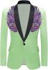 Men's Suit Jackets Colorful Sequin Wing Dress Coats Party Floral Suit Jacket Notched Lapel Slim Fit Tuxedo Blazers