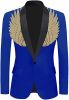 Men's Suit Jackets Colorful Sequin Wing Dress Coats Party Floral Suit Jacket Notched Lapel Slim Fit Tuxedo Blazers