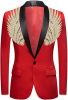 Men's Suit Jackets Colorful Sequin Wing Dress Coats Party Floral Suit Jacket Notched Lapel Slim Fit Tuxedo Blazers