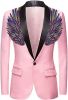 Men's Suit Jackets Colorful Sequin Wing Dress Coats Party Floral Suit Jacket Notched Lapel Slim Fit Tuxedo Blazers