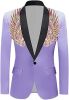 Men's Suit Jackets Colorful Sequin Wing Dress Coats Party Floral Suit Jacket Notched Lapel Slim Fit Tuxedo Blazers