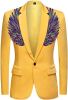 Men's Suit Jackets Colorful Sequin Wing Dress Coats Party Floral Suit Jacket Notched Lapel Slim Fit Tuxedo Blazers