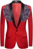 Men's Suit Jackets Colorful Sequin Wing Dress Coats Party Floral Suit Jacket Notched Lapel Slim Fit Tuxedo Blazers