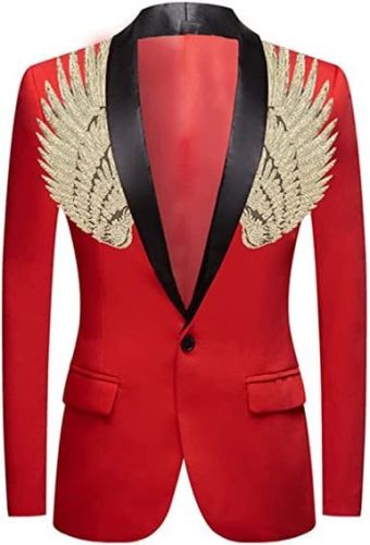 Men's Suit Jackets Colorful Sequin Wing Dress Coats Party Floral Suit Jacket Notched Lapel Slim Fit Tuxedo Blazers