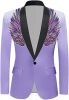 Men's Suit Jackets Colorful Sequin Wing Dress Coats Party Floral Suit Jacket Notched Lapel Slim Fit Tuxedo Blazers