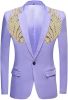 Men's Suit Jackets Colorful Sequin Wing Dress Coats Party Floral Suit Jacket Notched Lapel Slim Fit Tuxedo Blazers