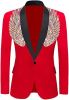 Men's Suit Jackets Colorful Sequin Wing Dress Coats Party Floral Suit Jacket Notched Lapel Slim Fit Tuxedo Blazers