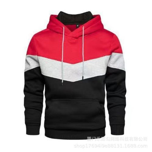 New men's fleece sweater splicing Hoodie autumn winter leisure sports sweater Plush casual coat