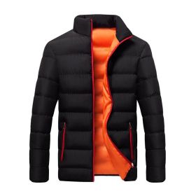 2022 cotton padded clothes men's running distance men's coat new winter stand collar down cotton padded clothes thickene (Color: Black Red, size: 5XL)