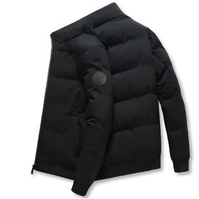 New style stand collar men's cotton jacket Winter warm cotton jacket Men's short down cotton jacket cotton jacket (Color: Black, size: S)