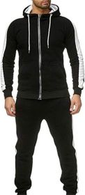 Men's2 Pieces Jacket & Pants Jogging Suits Sweatsuit Sportswear Casual Outfits Suit Full Zip Sports Sweatsuits (Color: Black, size: L)
