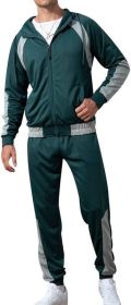 Men's Tracksuits 2 Piece Outfits Hooded Full Zip Casual Sweatsuits Regular Slim Fit Sport Suits Jacket & Pants Sets (Color: Green, size: M)