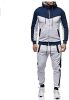 Men's 2 Piece Tracksuit Stitch Hoodie Pants Sport Suit Zipper Cardigan Casual Sport Suit