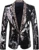 Men's Shiny Sequins Suit Jackets Sparkle Sequin Open Front Blazers Casual Stylish Cardigan for Party Wedding Prom Purple