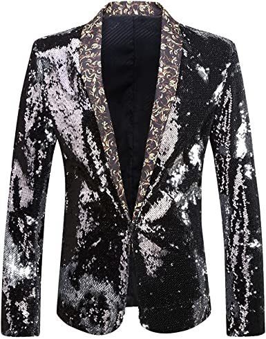 Men's Shiny Sequins Suit Jackets Sparkle Sequin Open Front Blazers Casual Stylish Cardigan for Party Wedding Prom Purple