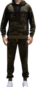 Men's Tracksuit 2 Piece Sweatsuits Full Zip Hooded Athletic Casual Outfits Jogging Sport Suits Jacket & Pants Set (Color: Dark Green, size: M)
