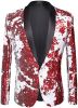 Men's Shiny Sequins Suit Jackets Sparkle Sequin Open Front Blazers Casual Stylish Cardigan for Party Wedding Prom Purple