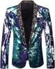 Men's Shiny Sequins Suit Jackets Sparkle Sequin Open Front Blazers Casual Stylish Cardigan for Party Wedding Prom Purple
