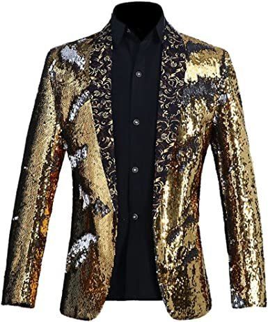 Men's Shiny Sequins Suit Jackets Sparkle Sequin Open Front Blazers Casual Stylish Cardigan for Party Wedding Prom Purple