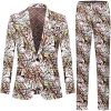 Mens Single Row Print Slim Fit Suit Sets for Party; Photo Studio