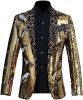 Men's Shiny Sequins Suit Jackets Sparkle Sequin Open Front Blazers Casual Stylish Cardigan for Party Wedding Prom Purple