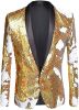 Men's Shiny Sequins Suit Jackets Sparkle Sequin Open Front Blazers Casual Stylish Cardigan for Party Wedding Prom Purple