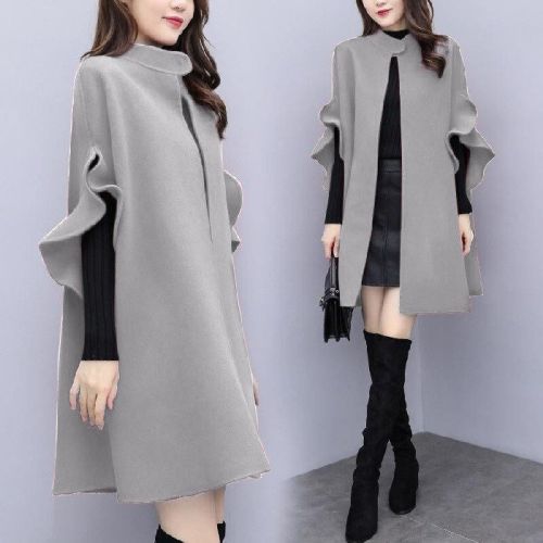 New women's autumn and winter plus size mid-length woolen coat British style a-line cloak woolen coat