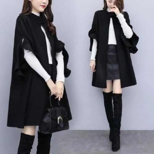New women's autumn and winter plus size mid-length woolen coat British style a-line cloak woolen coat
