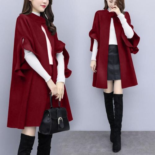 New women's autumn and winter plus size mid-length woolen coat British style a-line cloak woolen coat