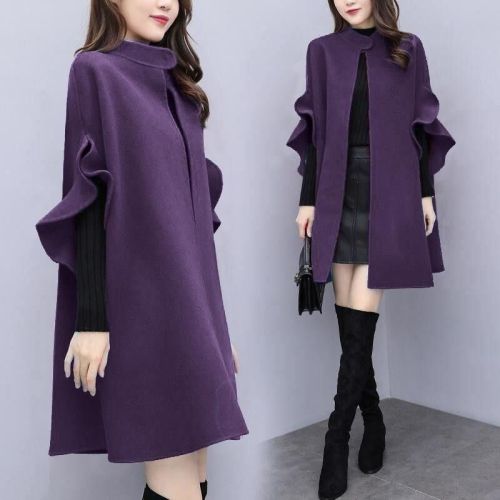 New women's autumn and winter plus size mid-length woolen coat British style a-line cloak woolen coat
