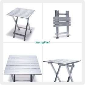 SUNNYFEEL Folding Camping Table - Lightweight Aluminum Portable Picnic Table, 18.5x18.5x24.5 Inch for Cooking, Beach, Hiking, Travel, Fishing, BBQ (Color: SILVER)