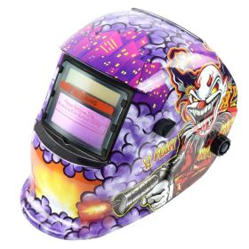 Solar Powered Auto Darkening Welding Helmets Large Viewing Screen Welding Helmets Optical Clarity Welding Helmets Welder Helmets (Color: Clown)