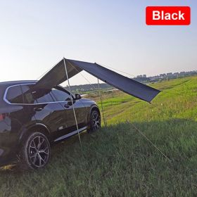 Outdoor Camping Car Awning Shade Sail Car Tail/Side Tent Canopy Sunscreen 210D Oxford Cloth PU2000 Waterproof Sunshade (Color: Black, size: 440X200CM)
