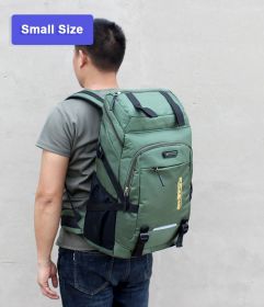 Two Sizes Classic Backpack Men Women Large Capacity Outdoor Shoulder Bags Travel Luggage Backpack Student Laptop Bag (Color: Small army green)