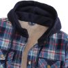 Men's Hooded Coat Plaid Flannel Button Jacket