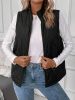 Argyle Pattern Fall & Winter Vest, Casual Zip Up Sleeveless Vest, Women's Clothing