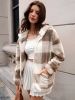 Plaid Hooded Teddy Coat, Elegant Zip Up Long Sleeve Winter Warm Outerwear, Women's Clothing