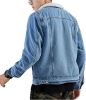 Men's Lapel Sherpa Fleece Lined Thicken Denim Jean Trucker Jacket Coats
