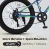 24 Inch Fat Tire Bike Adult/Youth Full Shimano 7 Speeds Mountain Bike, Dual Disc Brake, High-Carbon Steel Frame, Front Suspension, Mountain Trail Bike